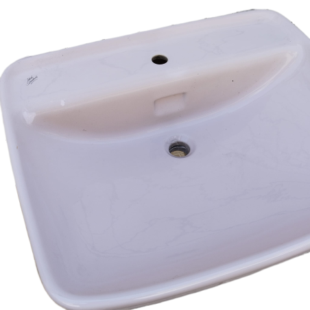 Lavabo Soprapiano Da Incasso In Ceramica Cm 63,5 X 53,5 Con difetto