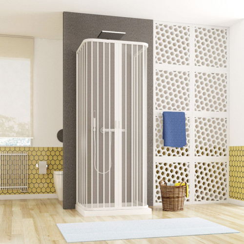 Box Doccia 3 Lati 80 x 80 x 80 Soffietto Acrilico Riducibile