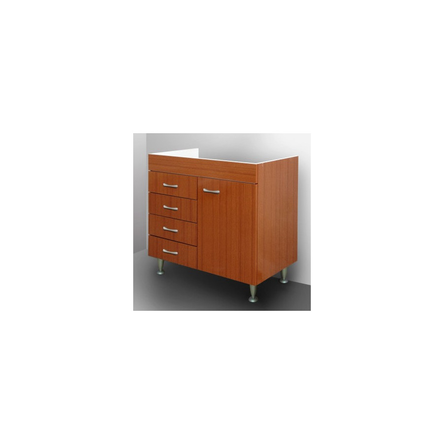Mobile sottolavello Rovere 80 cm con cassettiera a sinistra per inox
