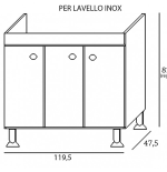 Mobile Cucina Sottolavello 3 Ante Bianco Cm.120 Per Inox