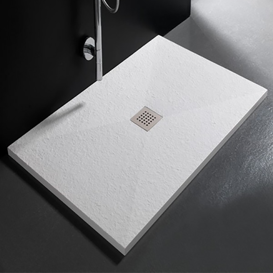 PIATTO DOCCIA 190X80X3,5 MARMORESINA BIANCO C/PILETTA