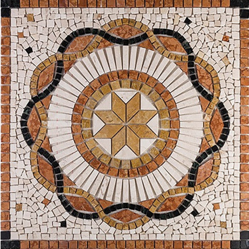 Rosone Mosaico marmo cm 80 x 80 x 0,8 su rete per pavimenti