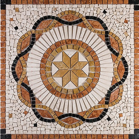 Rosone Mosaico marmo cm 90 x 90 x 0,8 su rete per pavimenti