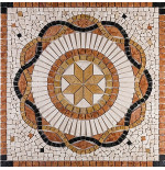 Rosone Mosaico marmo cm 90 x 90 x 0,8 su rete per pavimenti
