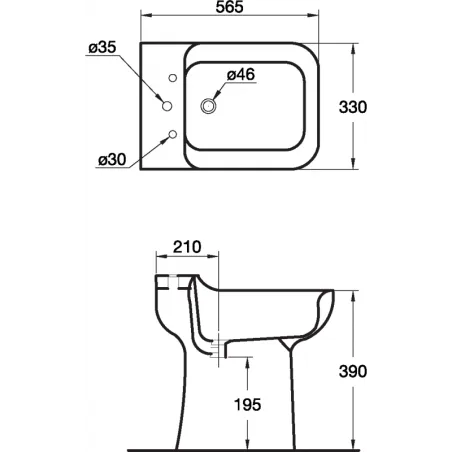 Vaso scarico a pavimento + bidet 3 fori Conca Ideal Standard