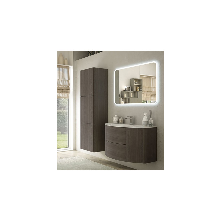 Mobile Bagno Sospeso Eden Rovere Scuro 120 cm Specchio LED
