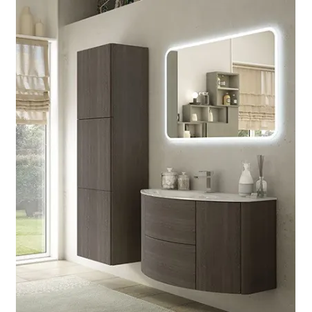 Mobile Bagno Sospeso Eden Rovere Scuro 120 cm Specchio LED