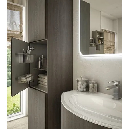 Mobile Bagno Sospeso Eden Rovere Scuro 120 cm Specchio LED