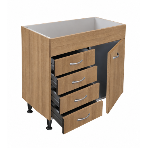 Mobile sottolavello Rovere 80 cm con cassettiera a sinistra per inox