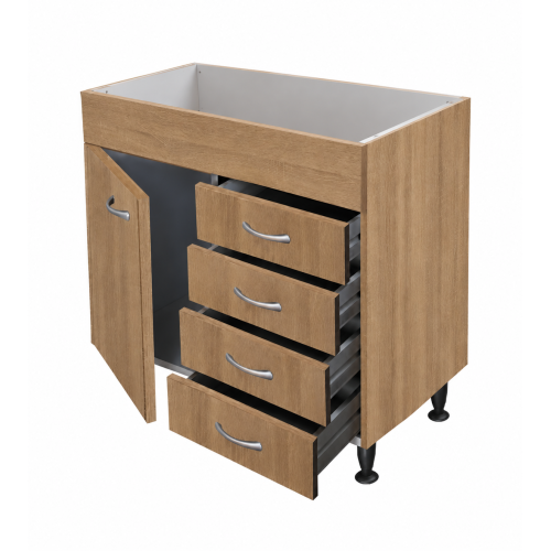 Mobile sottolavello Rovere 80 cm con cassettiera a destra per inox