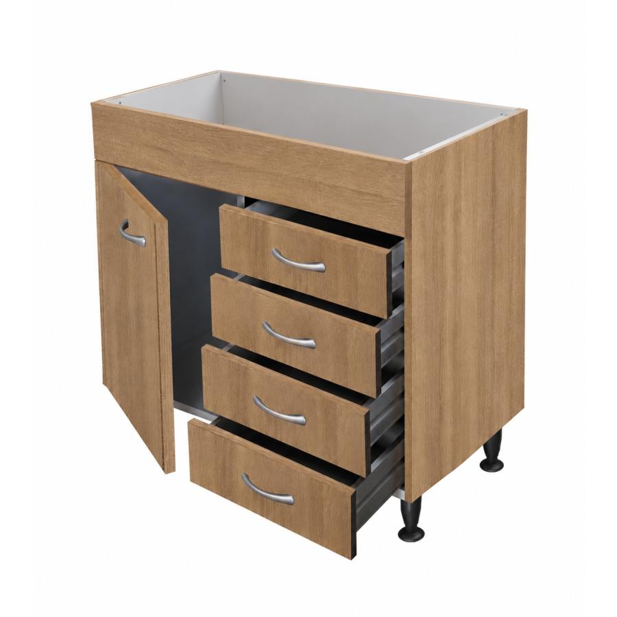 Mobile sottolavello Rovere 80 cm con cassettiera a destra per inox