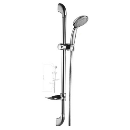 Saliscendi per doccia, con doccetta, mod.Nature, completo di portasapone colore cromo