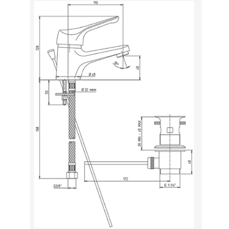 Rubinetto miscelatore monocomando bidet e lavabo PILOT PAINI