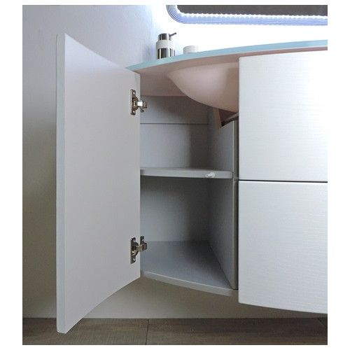 Mobile bagno sospeso Eden bianco frassino, cm 90, solo base e lavabo