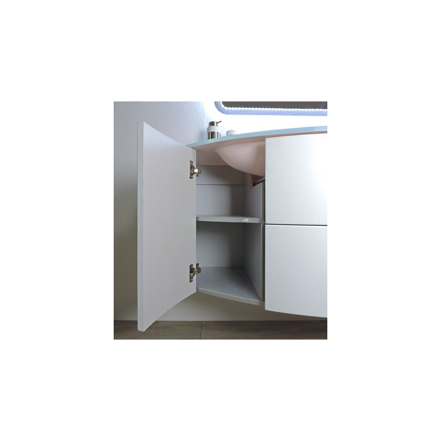 Mobile bagno sospeso Eden bianco frassino, cm 90, solo base e lavabo