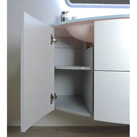 Mobile bagno sospeso Eden bianco frassino, cm 90, solo base e lavabo