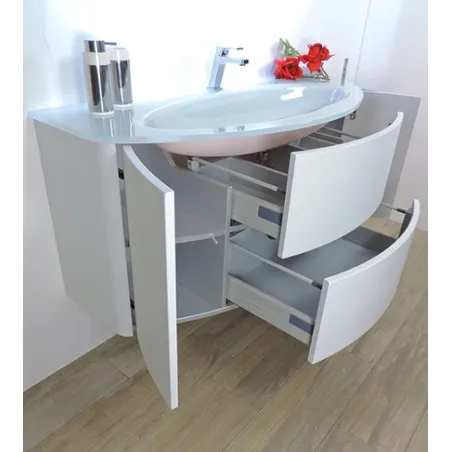 Mobile bagno sospeso Eden bianco frassino, cm 90, solo base e lavabo