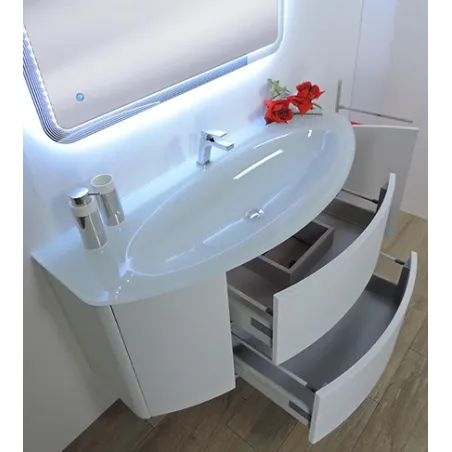 Mobile bagno sospeso Eden bianco frassino, cm 90, solo base e lavabo