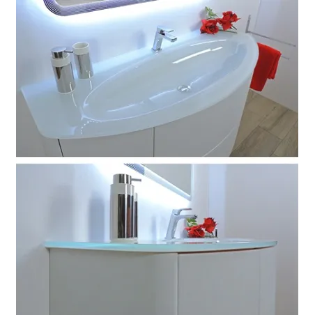 Mobile bagno sospeso Eden bianco frassino, cm 90, solo base e lavabo