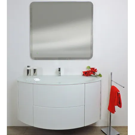 Mobile bagno sospeso Eden bianco frassino, cm 90, solo base e lavabo