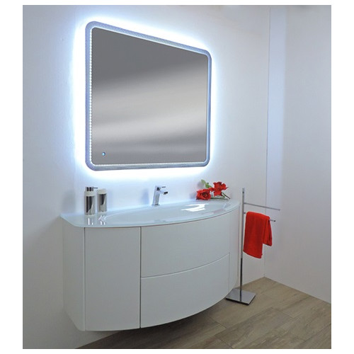 Mobile bagno sospeso Eden bianco frassino, cm 90, solo base e lavabo