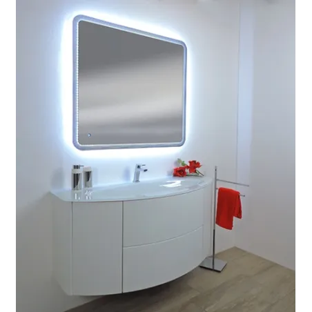 Mobile bagno sospeso Eden bianco frassino, cm 90, solo base e lavabo