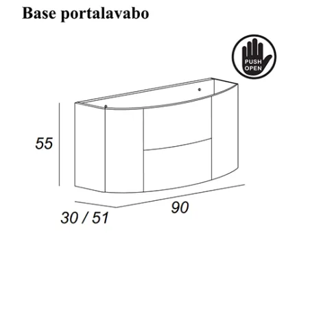 Mobile bagno sospeso Eden bianco frassino, cm 90, solo base e lavabo