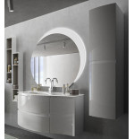 Mobile bagno Vague bianco lucido,104cm, specchio a led, lavabo,colonna e pensili