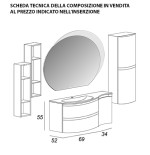 Mobile bagno Vague bianco lucido,104cm, specchio a led, lavabo,colonna e pensili