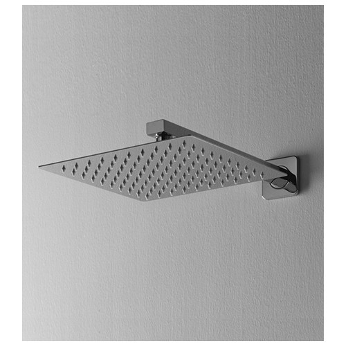 Soffione doccia quadrato ultraslim cm 30x30 completo di braccio doccia in acciaio INOX lucidato