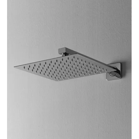 Soffione doccia quadrato ultraslim cm 30x30 completo di braccio doccia in acciaio INOX lucidato