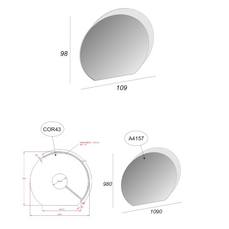 Specchio Led circolare mezzaluna retroilluminato 100 x 108