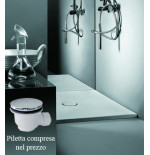 Piatto doccia 70x120 rettangolare in ceramica bianca Uniko Azzurra con piletta cromo