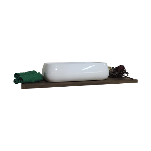 Lavabo lavandino bagno rettangolare da appoggio in ceramica bianca cm.62x42x16