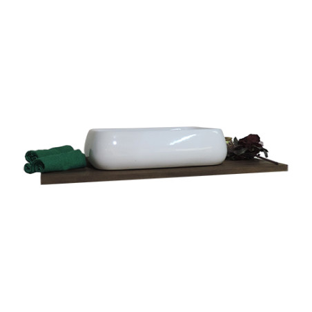 Lavabo lavandino bagno rettangolare da appoggio in ceramica bianca cm.62x42x16