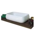 Lavabo lavandino bagno rettangolare da appoggio in ceramica bianca cm.62x42x16