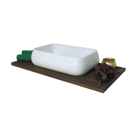Lavabo lavandino bagno rettangolare da appoggio in ceramica bianca cm.62x42x16
