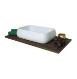 Lavabo lavandino bagno rettangolare da appoggio in ceramica bianca cm.62x42x16