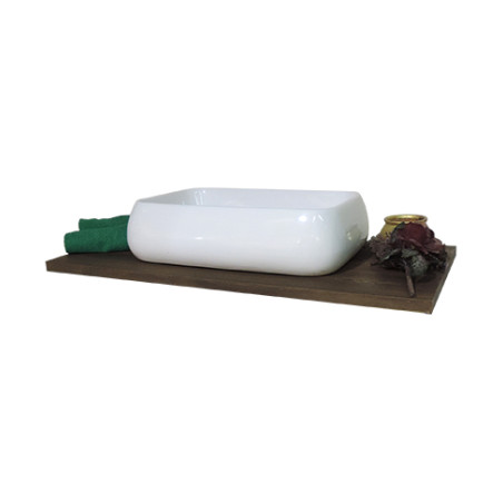 Lavabo lavandino bagno rettangolare da appoggio in ceramica bianca cm.62x42x16
