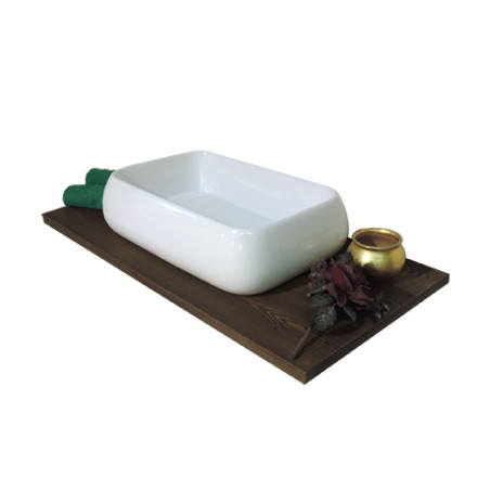 Lavabo lavandino bagno rettangolare da appoggio in ceramica bianca cm.62x42x16