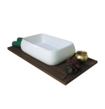 Lavabo lavandino bagno rettangolare da appoggio in ceramica bianca cm.62x42x16