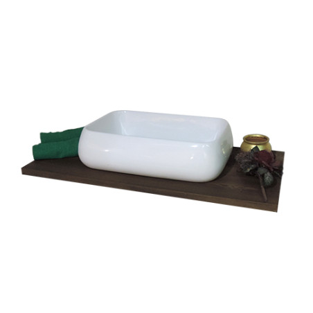 Lavabo lavandino bagno rettangolare da appoggio in ceramica bianca cm.62x42x16