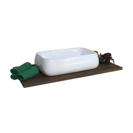 Lavabo lavandino bagno rettangolare da appoggio in ceramica bianca cm.62x42x16