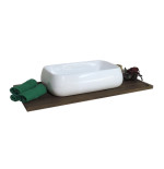 Lavabo lavandino bagno rettangolare da appoggio in ceramica bianca cm.62x42x16