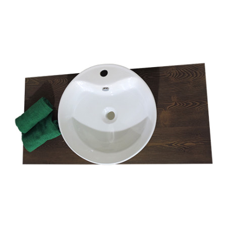 Lavabo lavandino da bagno tondo da appoggio in ceramica bianca cm.46x15,5
