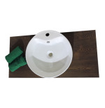 Lavabo lavandino da bagno tondo da appoggio in ceramica bianca cm.46x15,5