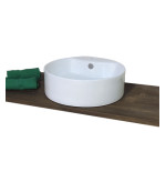 Lavabo lavandino da bagno tondo da appoggio in ceramica bianca cm.46x15,5