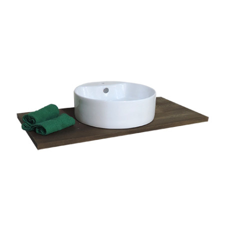 Lavabo lavandino da bagno tondo da appoggio in ceramica bianca cm.46x15,5