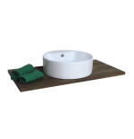 Lavabo lavandino da bagno tondo da appoggio in ceramica bianca cm.46x15,5