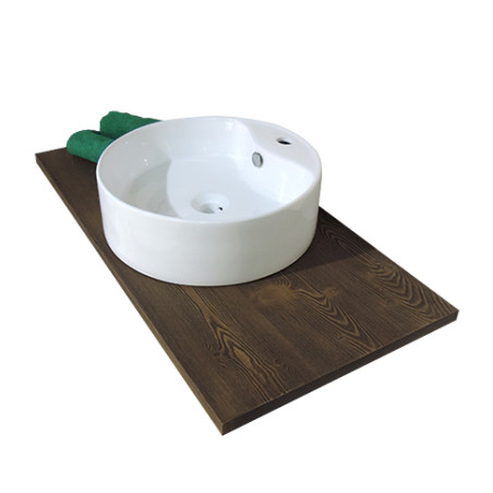 Lavabo lavandino da bagno tondo da appoggio in ceramica bianca cm.46x15,5
